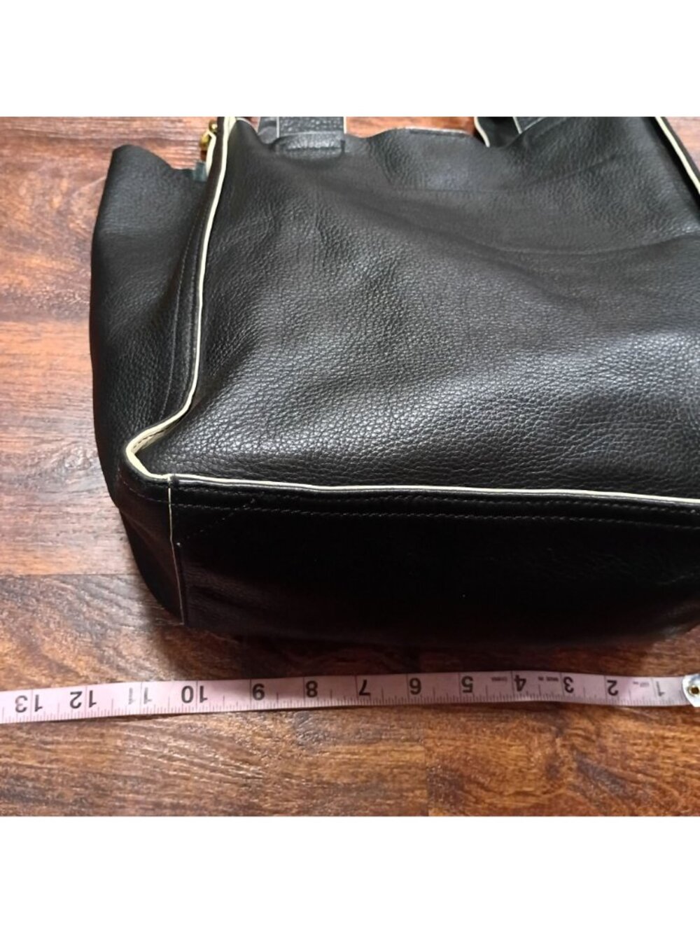 Gap Black Cow Leather Tote Bag With Detachable Crossbody Strap - Picture 11 of 14